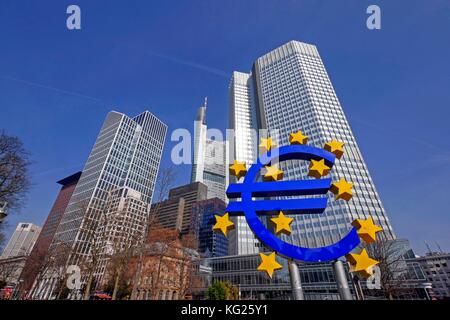 Willy-Brandt Platz and Financial District, Frankfurt am Main, Hesse, Germany, Europe Stock Photo
