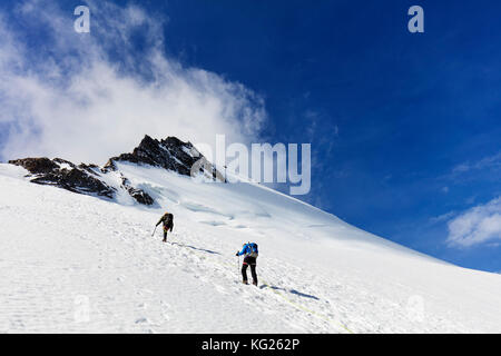 Climbers on the Dom 4535m, Zermatt, Valais, Swiss Alps, Switzerland, Europe Stock Photo