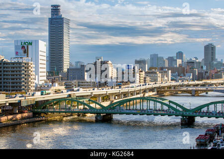 Modern architecture along the Sumida River, Tokyo, Japan, Asia Stock Photo