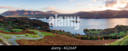 Derwent Water and Skiddaw mountains beyond, Lake District National Park, UNESCO World Heritage Site, Cumbria, England, United Kingdom, Europe Stock Photo