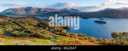 Derwent Water and Skiddaw mountains beyond, Lake District National Park, UNESCO World Heritage Site, Cumbria, England, United Kingdom, Europe Stock Photo