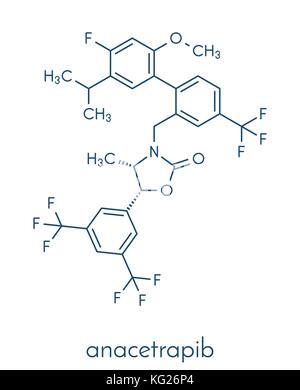 Anacetrapib hypercholesterolemia drug molecule. CETP (cholesterylester transfer protein) inhibitor for the treatment of elevated cholesterol levels. S Stock Vector
