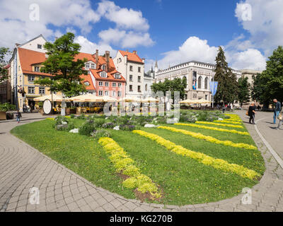 Livu Square with Great and Small Guild Halls, Riga, Latvia, Baltic States, Europe Stock Photo