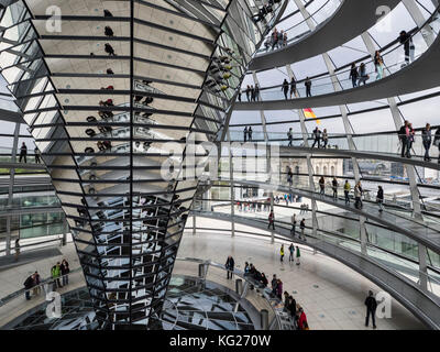 Interior of the Reichstag Dome, Berlin, Germany, Europe Stock Photo