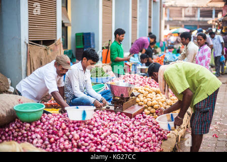 Vegetables for sale in Mapusa Market, Goa, India, Asia Stock Photo