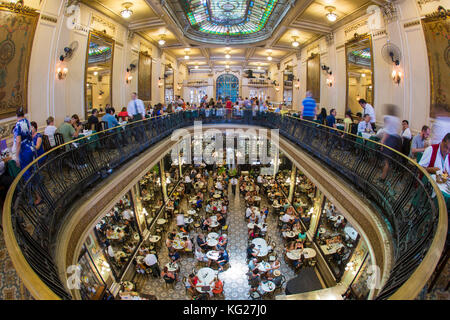 Confeitaria Colombo, Art Nouveau architecture inside the traditional confectioner and restaurant in downtown Rio de Janeiro, Brazil, South America Stock Photo
