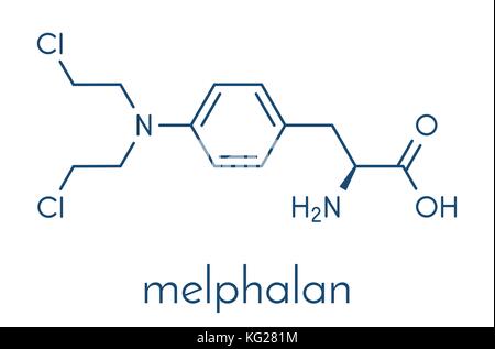 Melphalan cancer chemotherapy drug molecule. Skeletal formula Stock ...