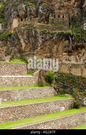 South America, Peru, Ollantaytambo - incan fortress strategically situated in the north part for Sacred Valley in Peru. Ollantaytambo is one of best k Stock Photo