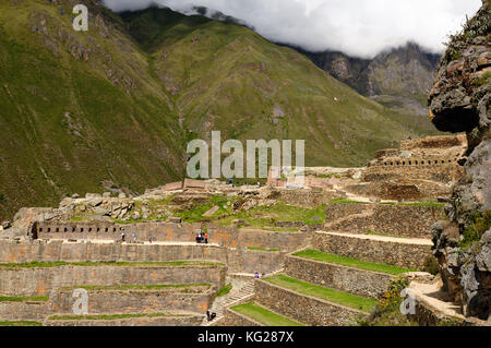 South America, Peru, Ollantaytambo - incan fortress strategically situated in the north part for Sacred Valley in Peru. Ollantaytambo is one of best k Stock Photo