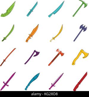 Steel arms symbols icons doodle set Stock Vector