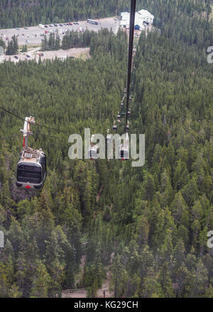 Gondola cable car up Sulphur Mountain Banff National Park Alberta Rockies Canada Stock Photo