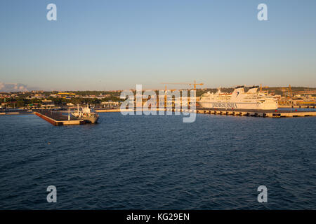 View at Luka Gazenica, main ferry boat port of Zadar City, Croatia at the Adriatic Sea coast Stock Photo