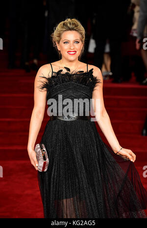 Olivia Cox attending the world premiere of Murder On The Orient Express at the Royal Albert Hall, London. Stock Photo