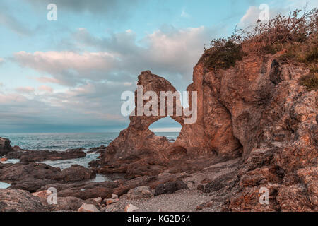 Australia Rock at Narooma, NSW, Australia at sunset Stock Photo