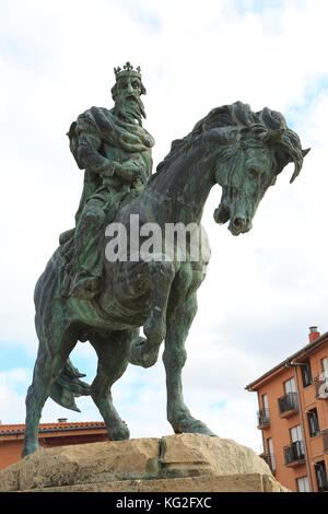 Equestrian statue of King Alfonso VIII, Plasencia, Caceres province, Extremadura, Spain Stock Photo