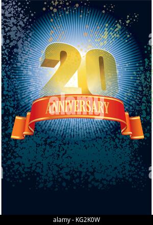 Background with design elements for the poster celebrating twentieth anniversary Stock Vector