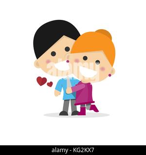 Cute couple in love on a white background. Vector illustration Stock Vector