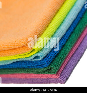 Colorful cleaning rag microfiber cloth isolated on white background Stock Photo