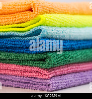 Colorful cleaning rag microfiber cloth isolated on white background Stock Photo
