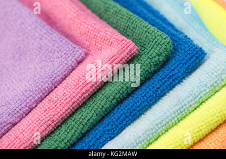 Colorful cleaning rag microfiber cloth isolated on white background Stock Photo