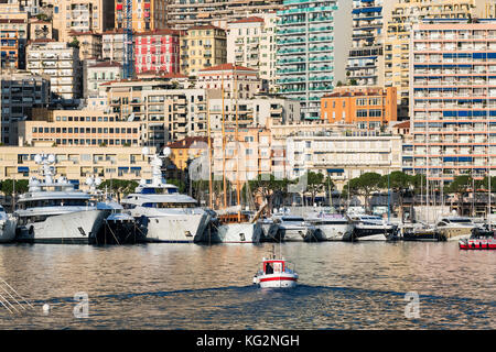 Yachts docked in Port Hercule, Monaco. Stock Photo