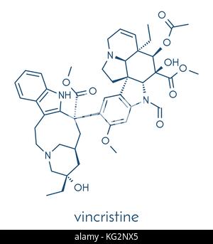 Vincrinstine cancer drug molecule (vinca alkaloid class). Skeletal formula. Stock Vector