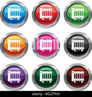 Oil electric heater on wheels set 9 collection Stock Vector
