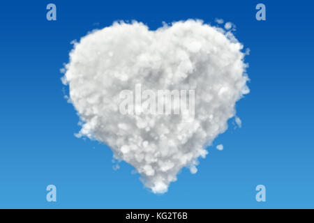 Heart from clouds in the sky, 3D rendering Stock Photo