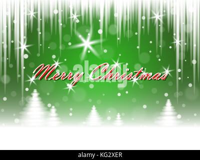 Christmas snowfall and winter forest on Merry Christmas postcard background. Vector illustration. Stock Vector