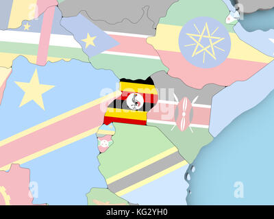Tanzania with embedded national flag on globe. 3D illustration Stock ...