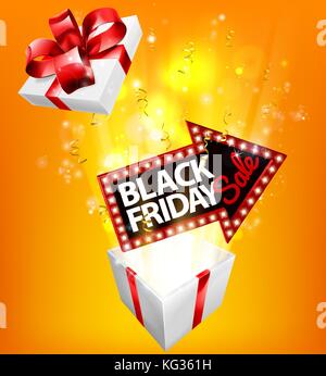 Black Friday Sale Exploding Gift Sign Stock Vector