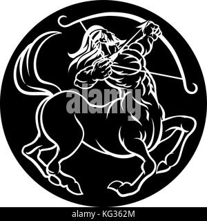 Horoscope Sagittarius Centaur Zodiac Sign Stock Vector