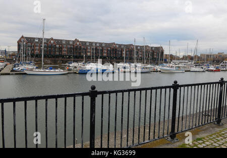 A general view of Liverpool Marina, where Moors Murderer Ian Brady's ashes were taken to a boat and dispatched at sea. Stock Photo