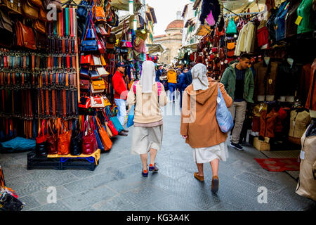 Leather market in the San Lorenzo area of Florence Italy Stock Photo