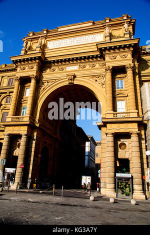 The Triumphal Arch standing in Piazza Della Repubblica in Florence Italy Stock Photo