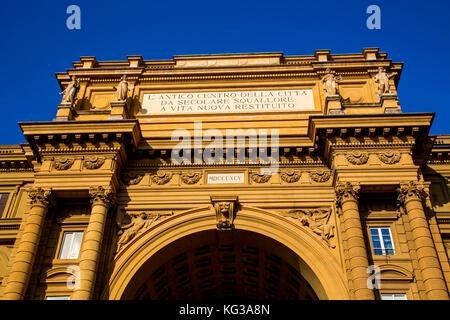 The Triumphal Arch standing in Piazza Della Repubblica in Florence Italy Stock Photo