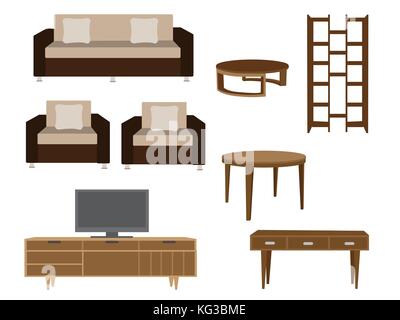 Set of furniture illustrations Stock Vector