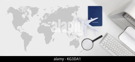 booking and search flight ticket air travel trip vacation concept, banner web template Stock Photo