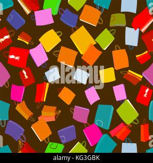 Shopping bags seamless background. Vector illustration image Stock Vector