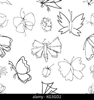 Background of the insects butterflies seamless pattern. Stock Vector