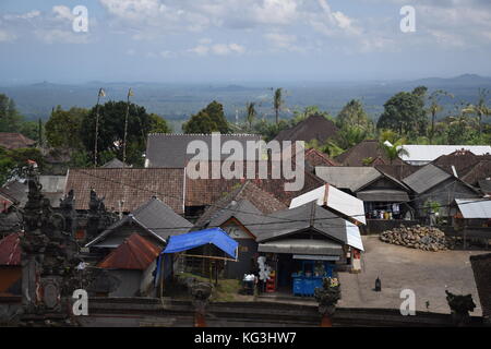 Poor houses with metal sheet roofs near Pura Besakih temple in Bali, Indonesia Stock Photo
