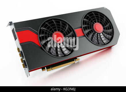 Modern graphics card isolated on white background. 3D illustration. Stock Photo