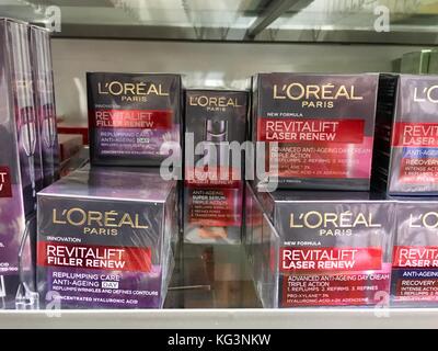 L'Oreal products on supermarket shelf Stock Photo