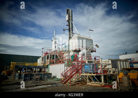 Fracking firm Cuadrilla drilling for shale gas in Lancashire, pictured the drilling rig