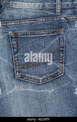 A denium blue jean pocket shot up close Stock Photo