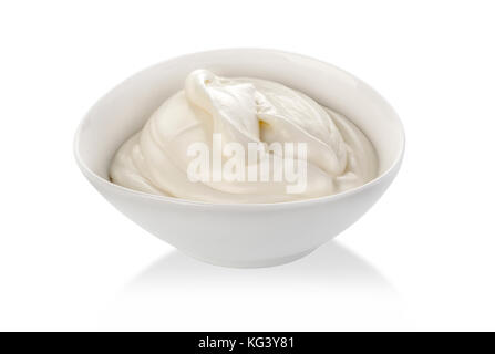 bowl of cream cheese with sour cream, dip sauce isolated on white background with clipping path Stock Photo