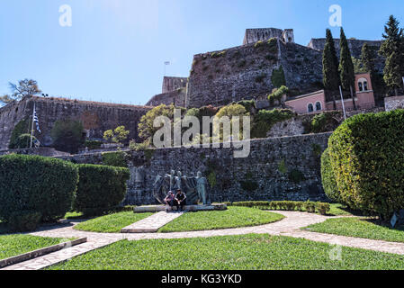 the New Fortress of Corfu was built between 1576 and 1645 and many buildings were demolished in order to have enough material to build the fortress Stock Photo