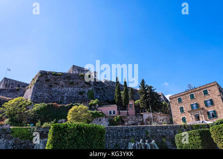 the New Fortress of Corfu was built between 1576 and 1645 and many buildings were demolished in order to have enough material to build the fortress Stock Photo