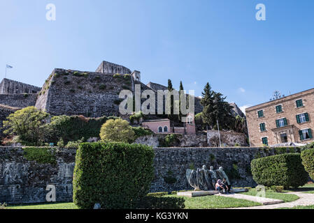 the New Fortress of Corfu was built between 1576 and 1645 and many buildings were demolished in order to have enough material to build the fortress Stock Photo