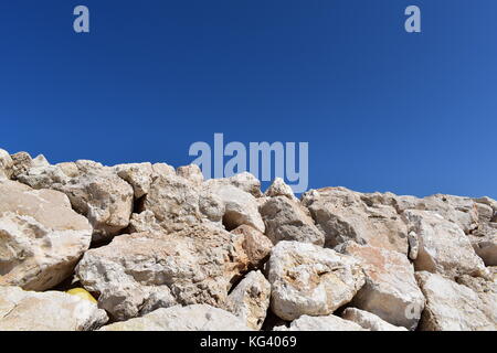 The harbour wall at the picturesque Latchi Harbour marina near Polis Chrysochou in the Paphos district of Cyprus. Stock Photo